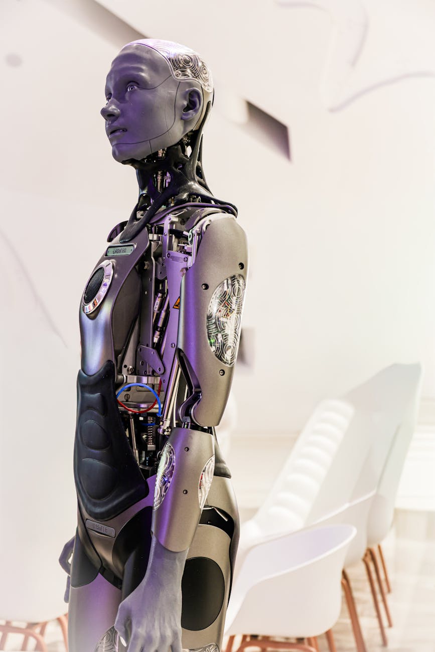 AI humanoid robot at conference setting