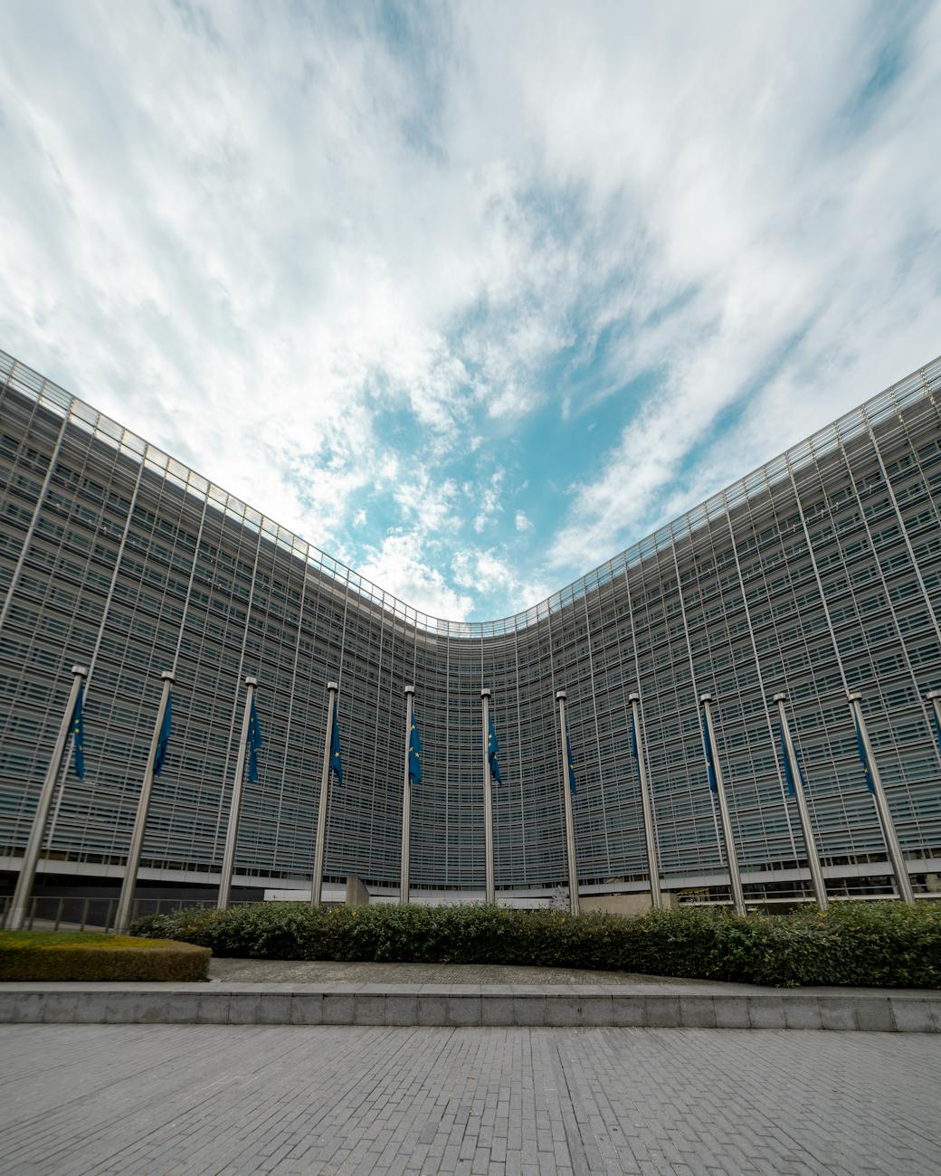 European Commission building Brussels EU flags